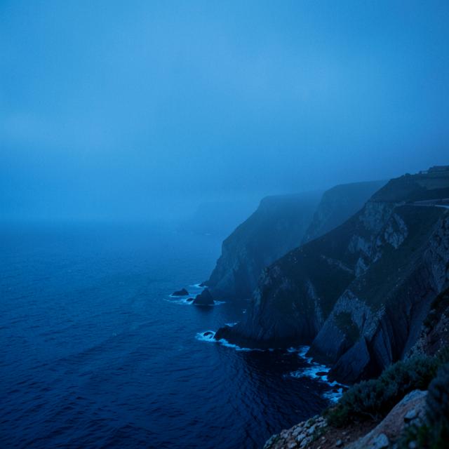 Coastal cliffs at blue hour